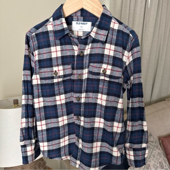 Old Navy Boys XS (5) Plaid Long Sleeve Soft-Brushed Flannel Pocket Shirt - Picture 2 of 7
